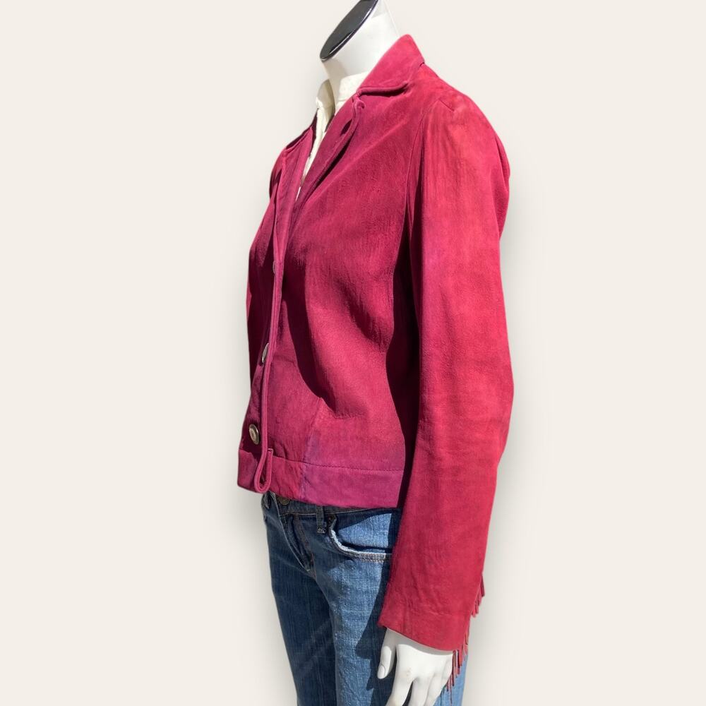 Vintage Burgundy suede cropped jacket ladies medium - Picture 8 of 16